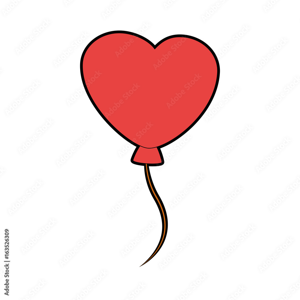 balloon in heart shape icon over white background colorful design vector illustration
