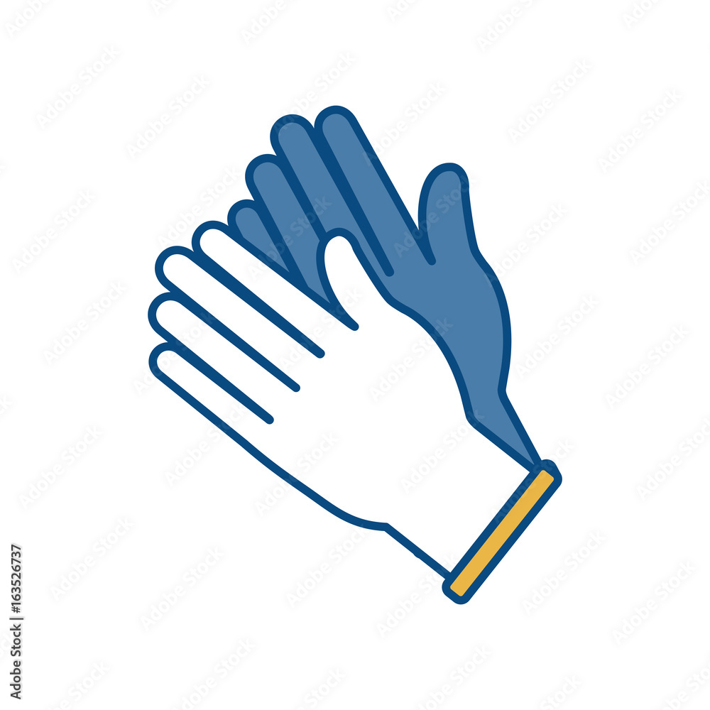 Fototapeta premium hands with medicine gloves icon over white background vector illustration