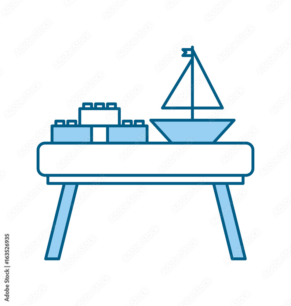 table wooden with toys vector illustration design table wooden with toys vector illustration design