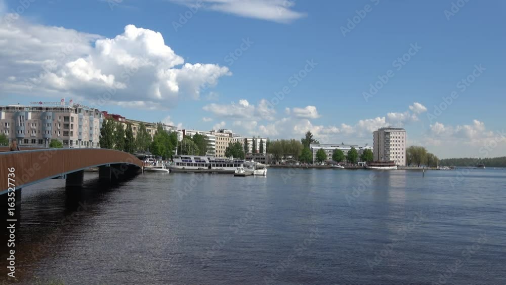 Panorama waterfront cloud day in june. Savonlinna, Finland Panorama waterfront cloud day in june. Savonlinna, Finland