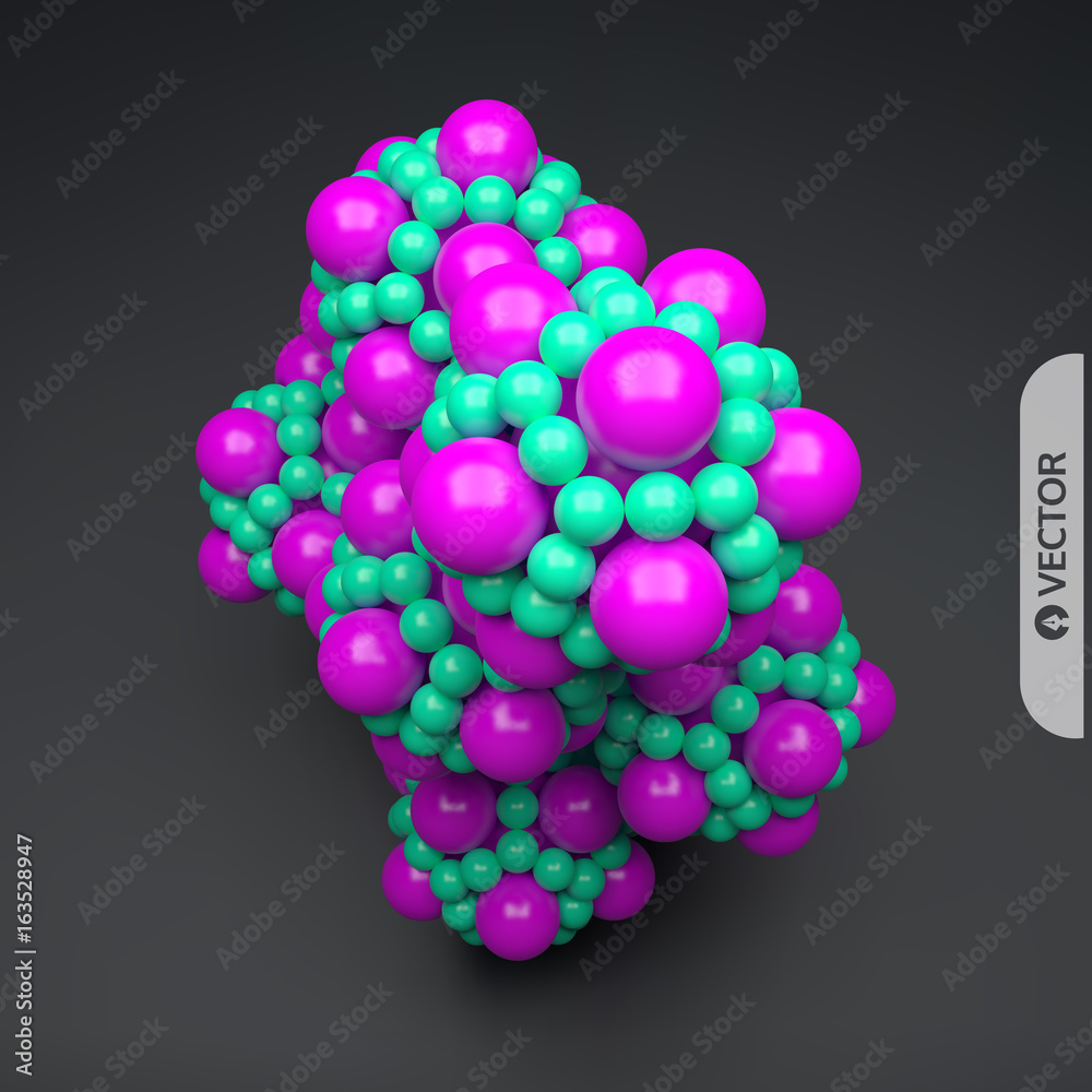 Fototapeta premium 3D molecule. Molecular structure. Vector illustration for science.