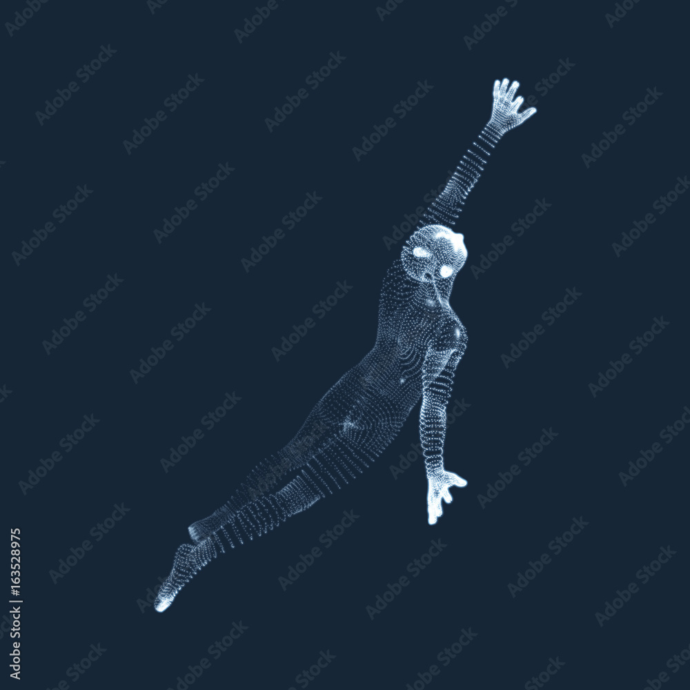 Business, Freedom or Happiness Concept. 3D Model of Man. Human Body Model. Vector Illustration.. Business, Freedom or Happiness Concept. 3D Model of Man. Human Body Model. Vector Illustration..