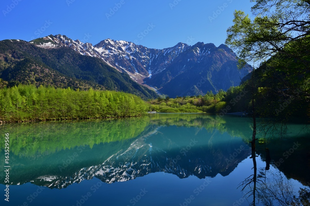 Reflection of the Hotaka-mountains on water