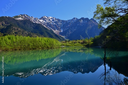 Reflection of the Hotaka-mountains on water