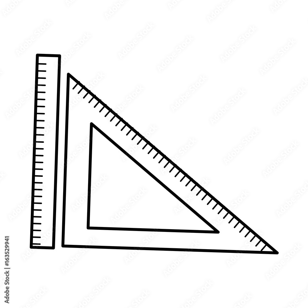 ruler and triangle ruler geometry measuring objects Stock Vector