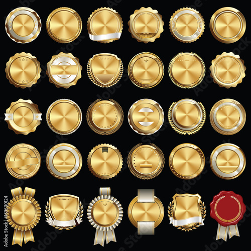Set of Gold Certificate Seals and Badges