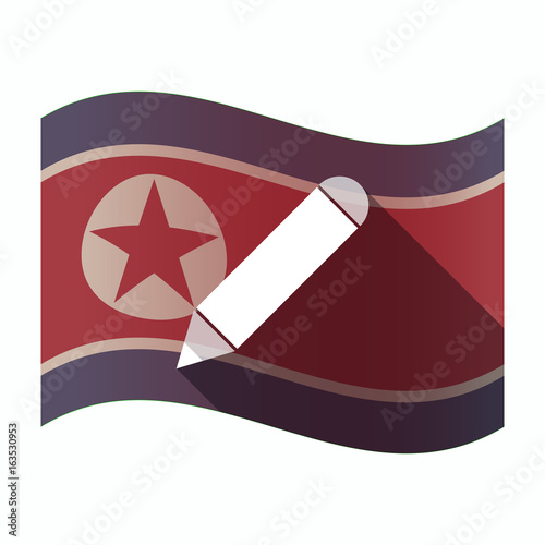 Long shadow North Korea flag with a pencil