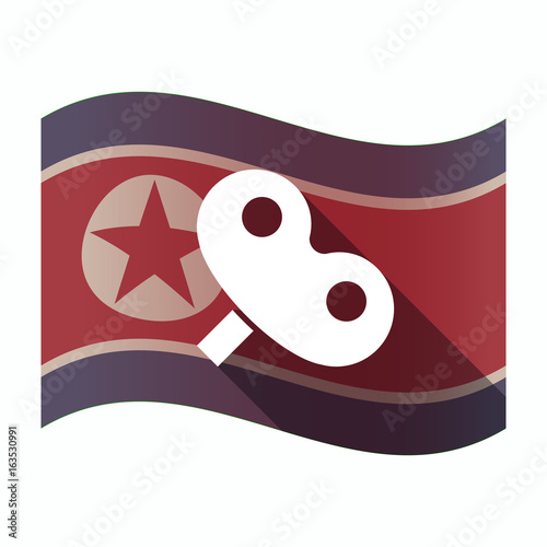 Long shadow North Korea flag with a toy crank