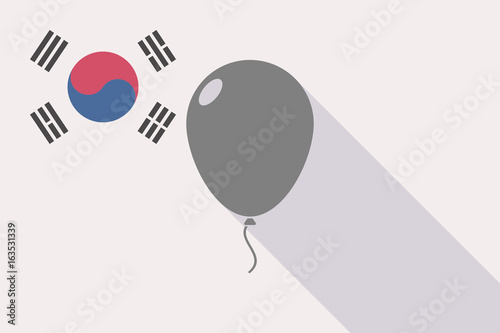 Long shadow South Korea flag with a balloon