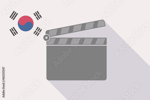 Long shadow South Korea flag with a clapperboard
