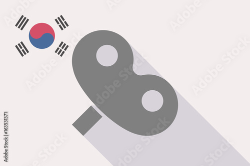Long shadow South Korea flag with a toy crank