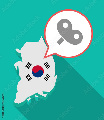 Long shadow South Korea map with a toy crank