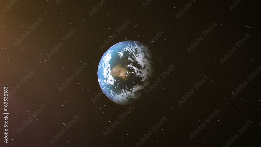 Realistic Earth at Night and Sun Flares around Australia