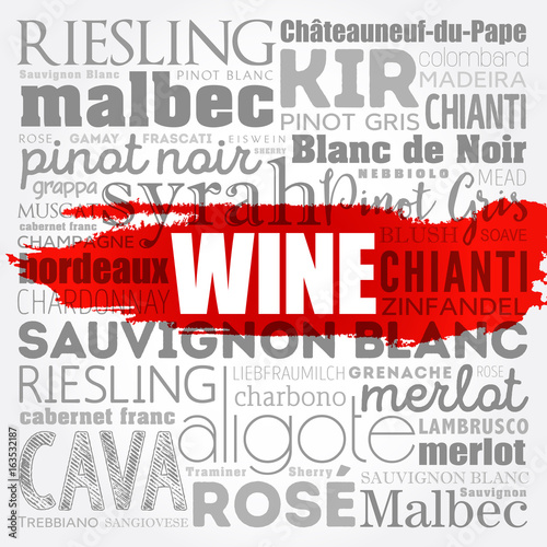 WINE VARIETALS Types word cloud collage, art concept background