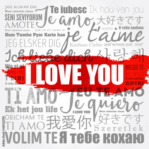 love words "I love you" in all languages of the world, word cloud background
