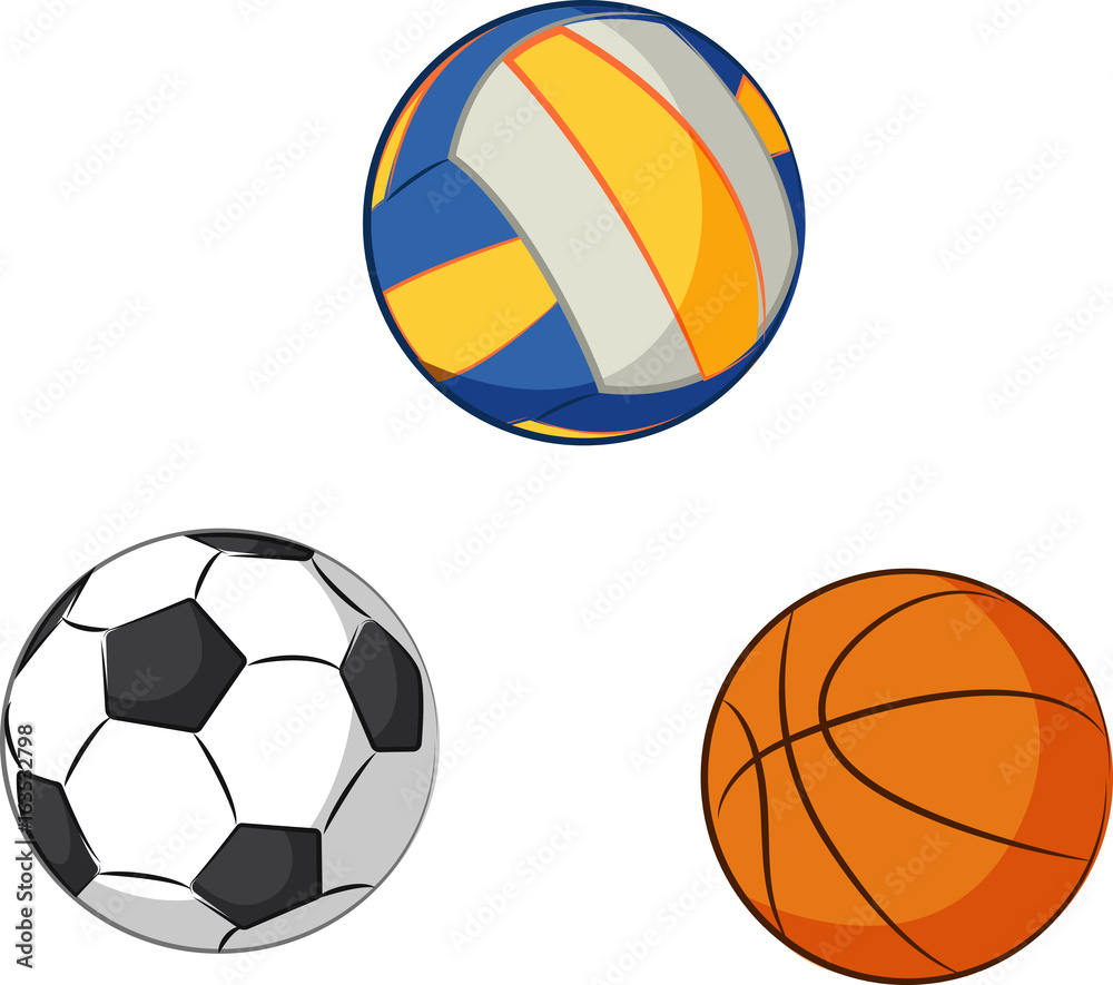 Sport items with, soccer , basketball , volleyball