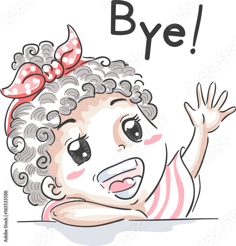 Kid Girl Wave Goodbye