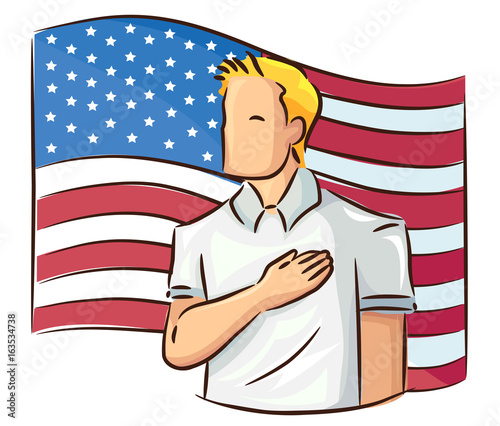 Man Pledge Of Allegiance Flag Illustration