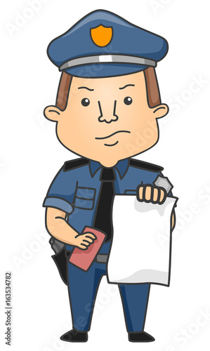 Man Police Ticket Illustration