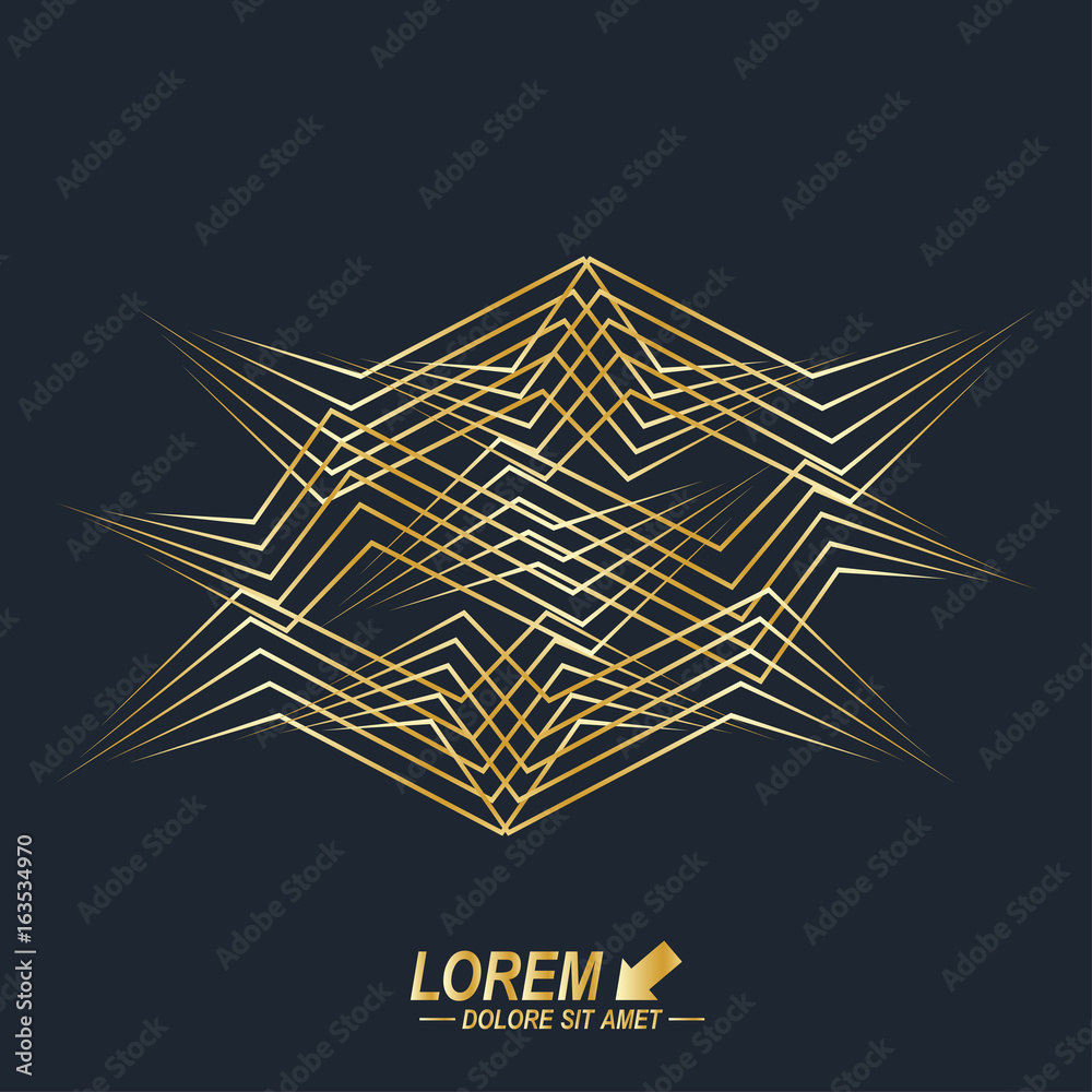 Golden abstract lines on black background. Vector illustration. Golden abstract lines on black background. Vector illustration.
