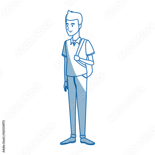 young man student standing cartoon person image