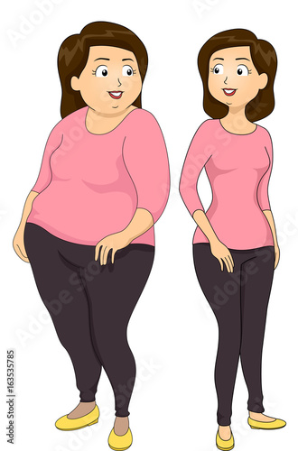 Girl Before After Weight Illustration