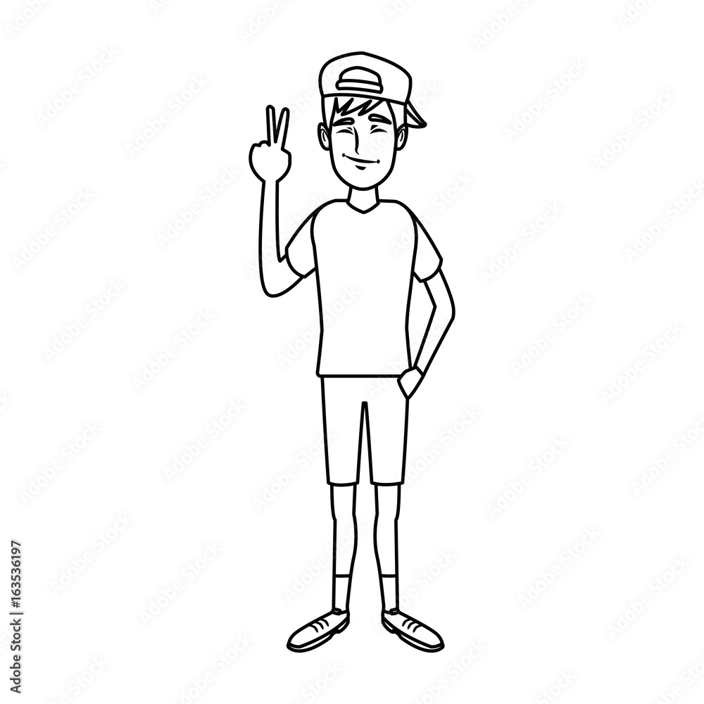 young man standing cartoon person image vector illustration