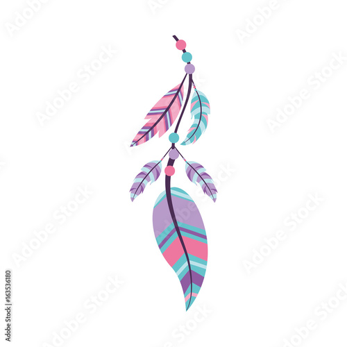 Boho style decorative feather vector illustration design