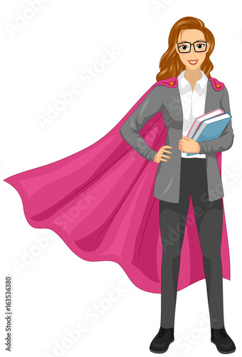 Girl Super Teacher Books Illustration