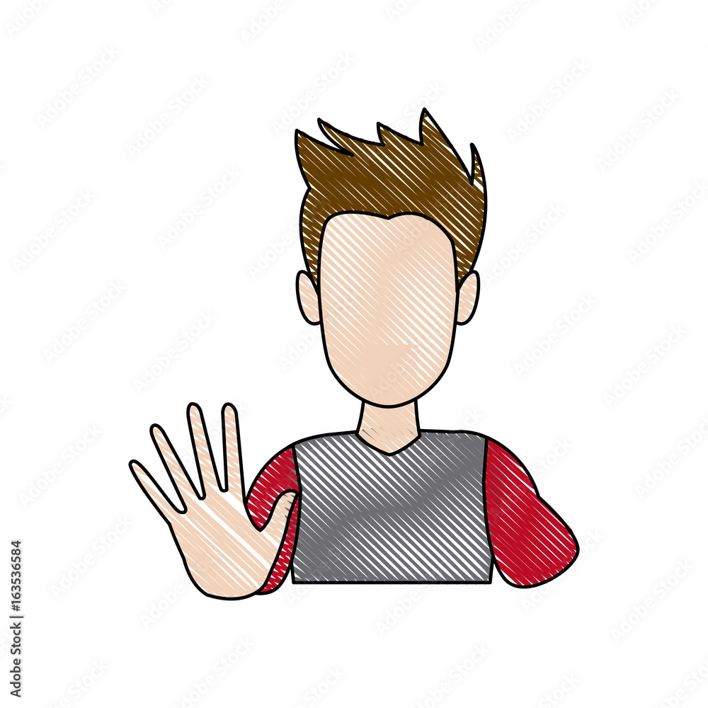 portrait funny guy cartoon young people profile vector illustration
