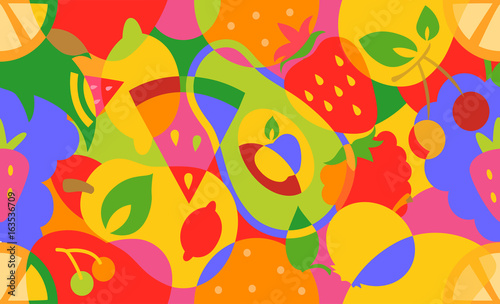 Colorful Fruits Seamless Background Illustration