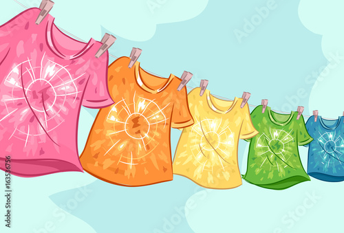Craft Dyed Shirt Clothesline Illustration
