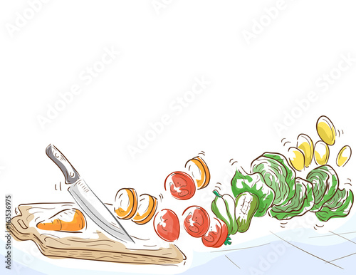 Kitchen Knife Chopping Board Illustration