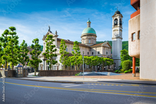 Chiasso, Ticino canton, Switzerland. Church of San Vitale in the center of the town of Chiasso, adjacent to the town hall