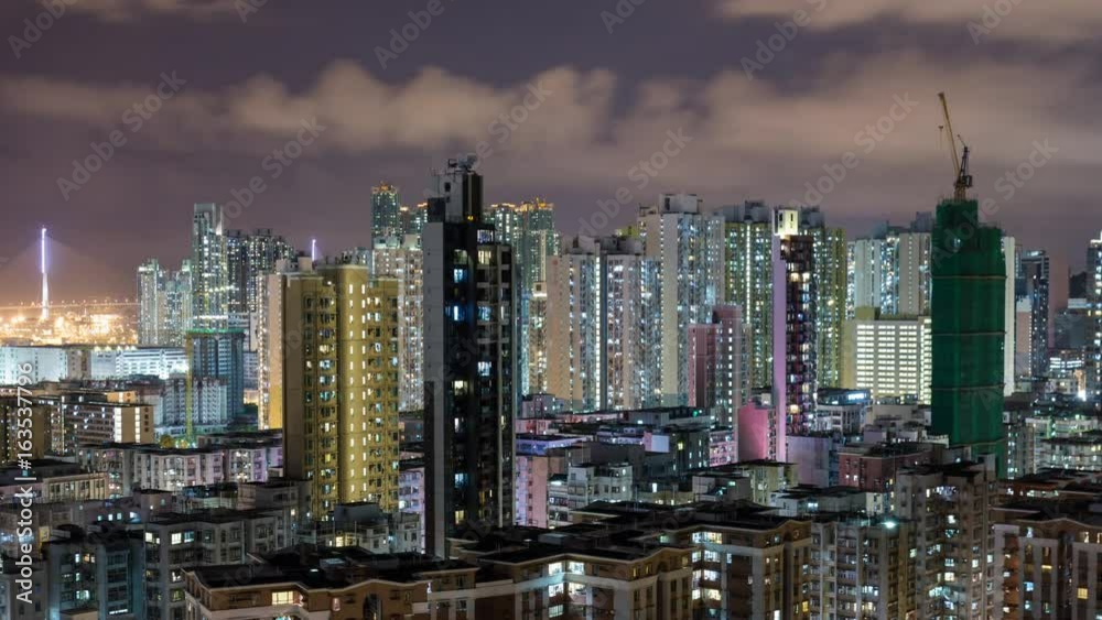 Sham Shui Po, Hong Kong, 26 June 2017 -: Time lapse of cityscape in Hong Kong at night Sham Shui Po, Hong Kong, 26 June 2017 -: Time lapse of cityscape in Hong Kong at night