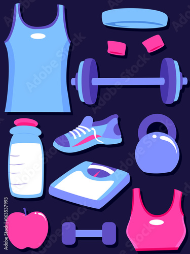 Fitness His Hers Elements Illustration