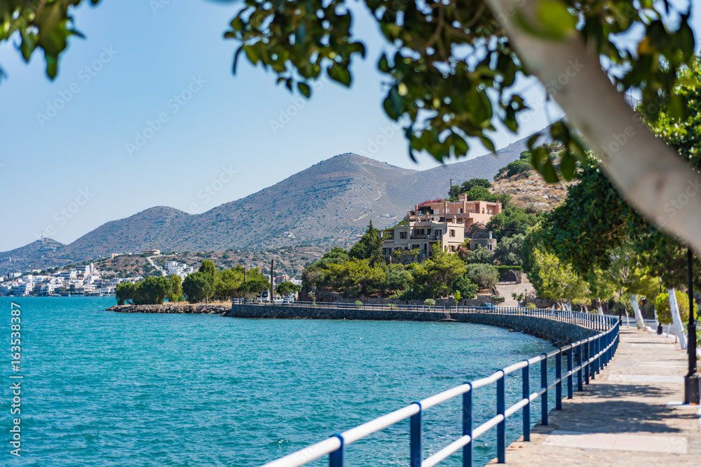 Elounda coast of Crete island in Greece