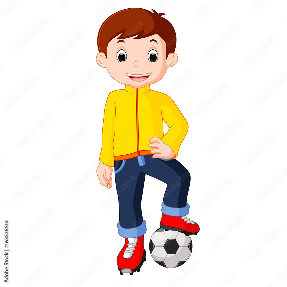 Boy cartoon playing soccer Boy cartoon playing soccer