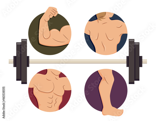 Icons Fitness Muscle Elemen...