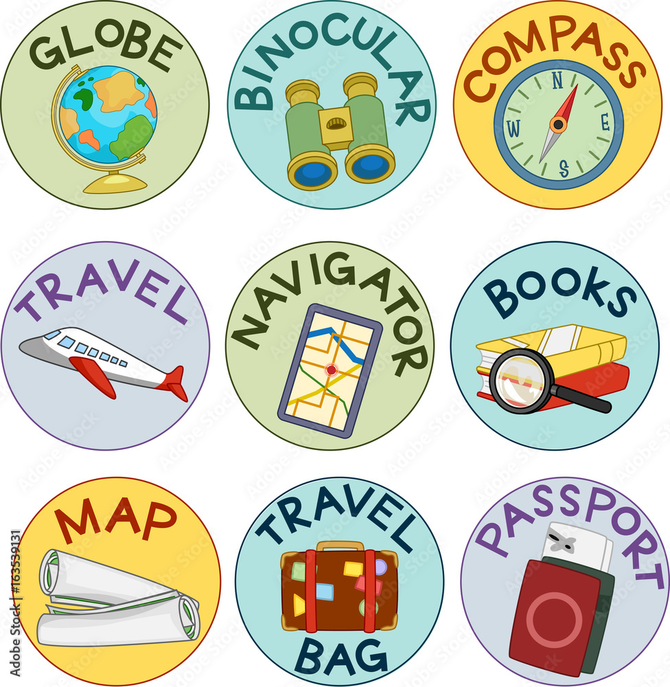 Geography Travel Sticker Labels Illustration
