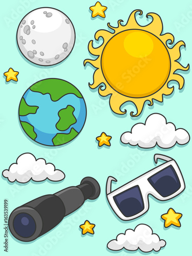 Solar Lunar Eclipse Elements Illustration