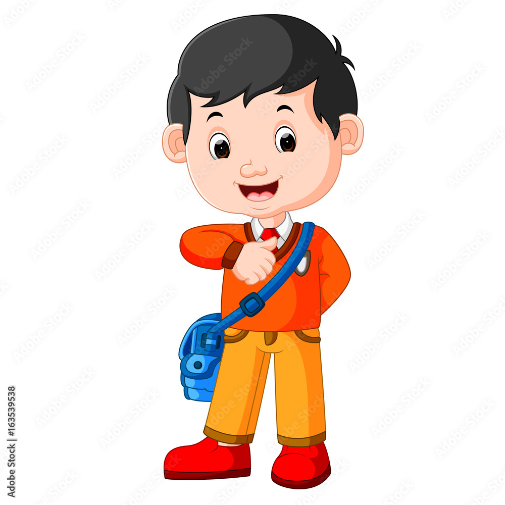 Cute boy go to school