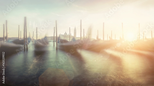 Beautiful Venice view under sunlight. Long exposure