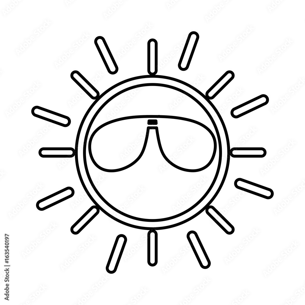 sun with sunglasses character vector illustration design
