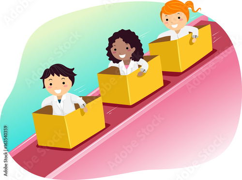 Stickman Kids Activity Inclined Plane Illustration