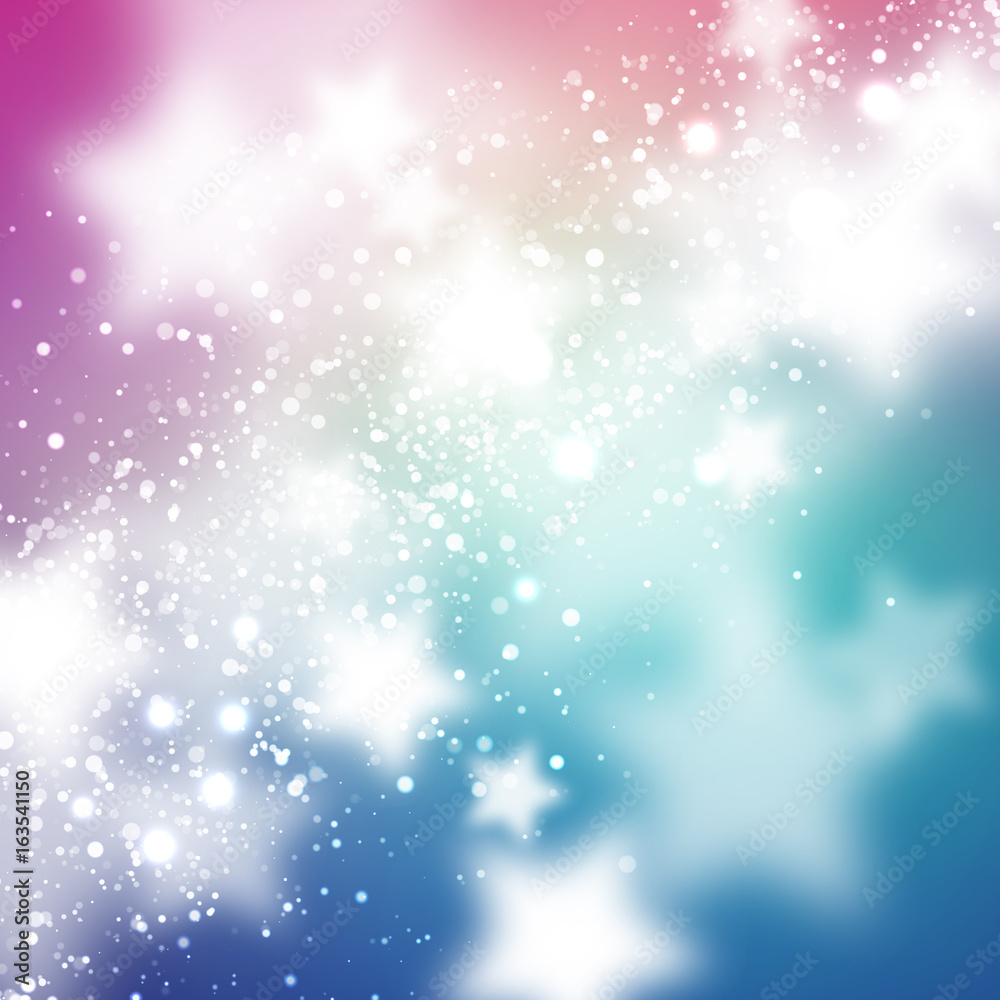 Starry background. Smooth and blured stars on blue and magenta background