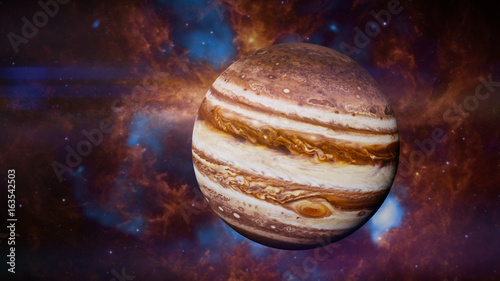 Fototapeta Naklejka Na Ścianę i Meble -  planet Jupiter in front of a beautiful space nebula