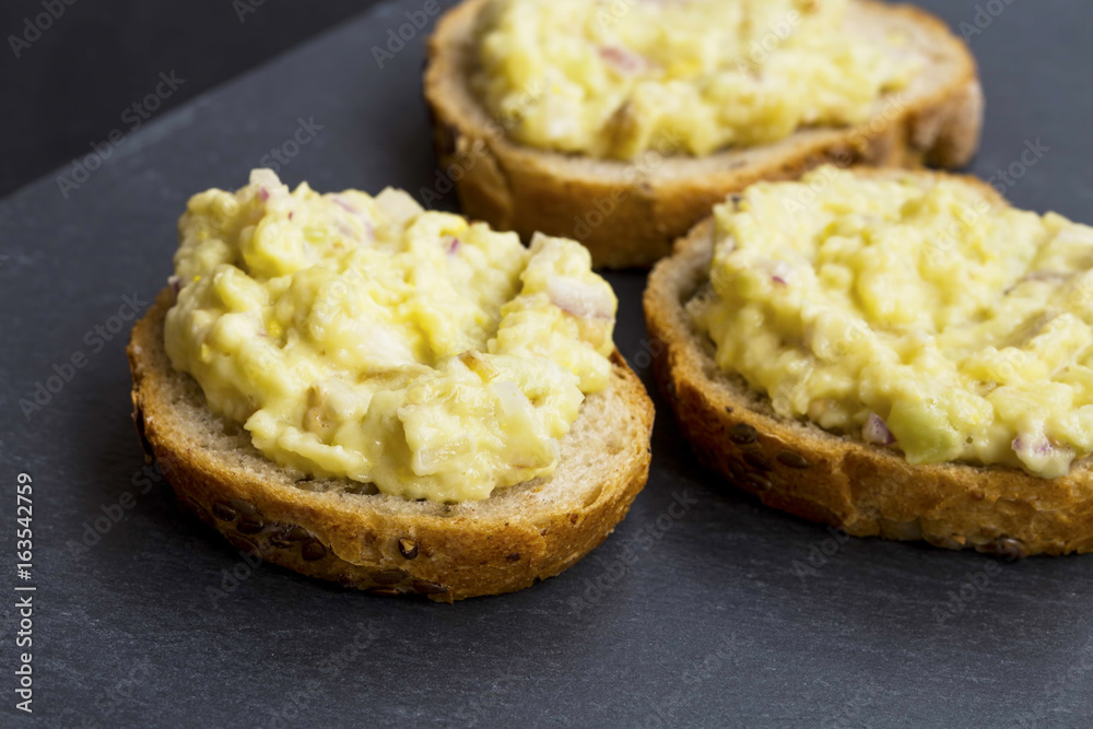 Eggplant salad on bread slices appetizers Eggplant salad on bread slices appetizers