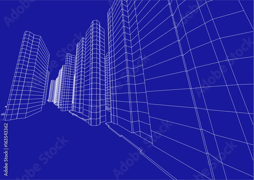 city view, architecture abstract, 3d illustration