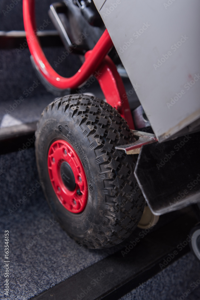 Fototapeta premium Modern high performance trolley tyre tread, photographed close up showing the tyre tread.